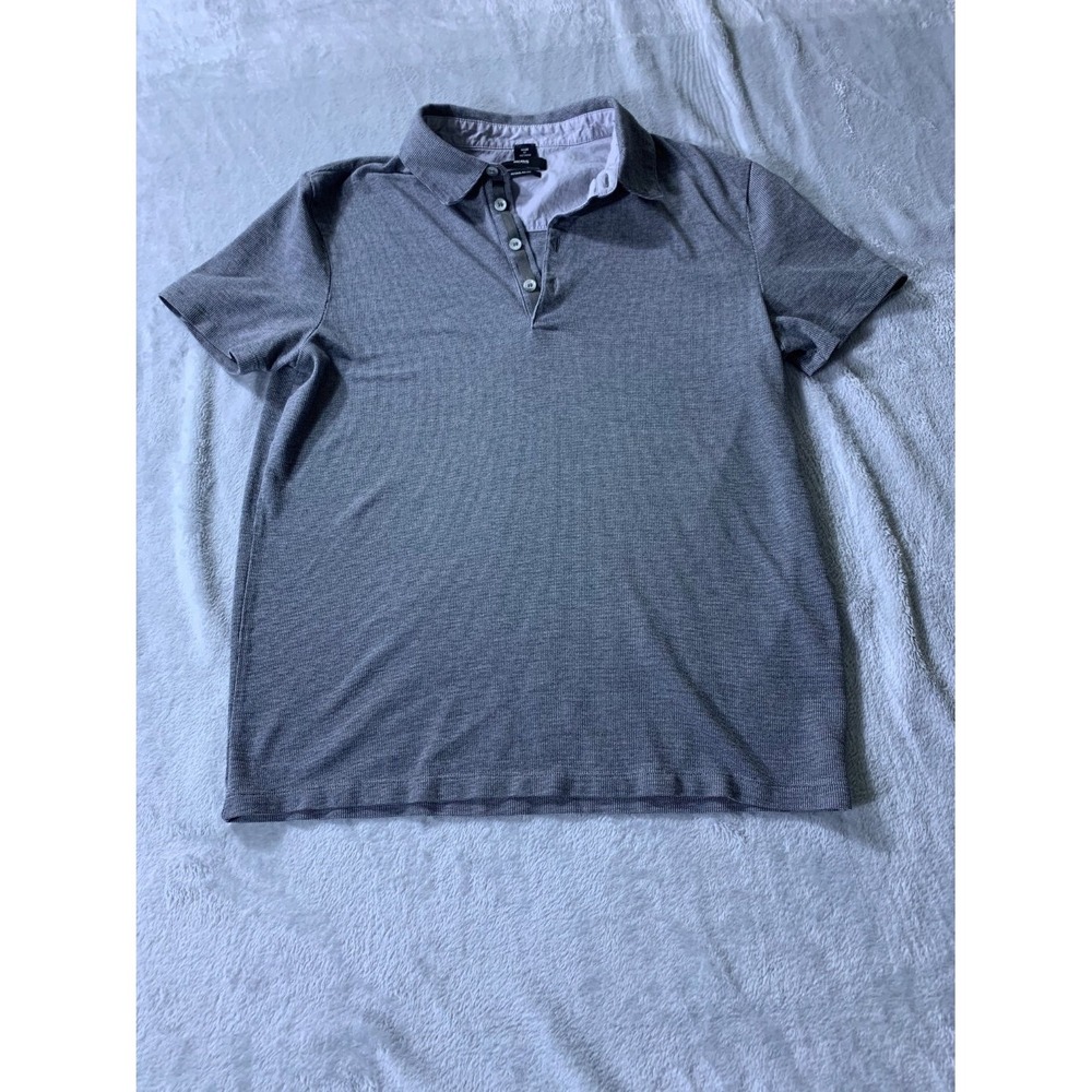 Hugo‎ Boss Regular Fit Men's Polo Shirt Gray Micro Pattern Short Sleeve Size M